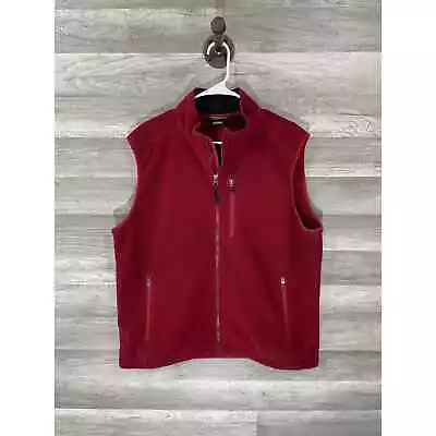 L.L. Bean Vest Mens Large Red Fleece Zip Up Pockets Logo Mid Weight Outdoor  • $19.88