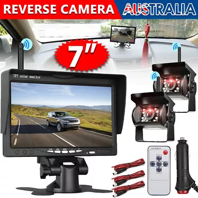 7'' IR Reverse Camera Reversing Rear View Kit Waterproof HD Monitor Screen Cam • $90.95