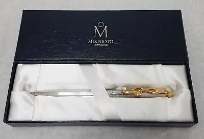 New In Box Mikimoto Ballpoint Pen With Genuine Pearl On Musical Note Great Gift • $95
