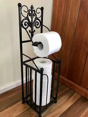 $69.95 • Buy Elegant Iron French Style Toilet Paper Roll Holder Stand With Storage BLK HYL018