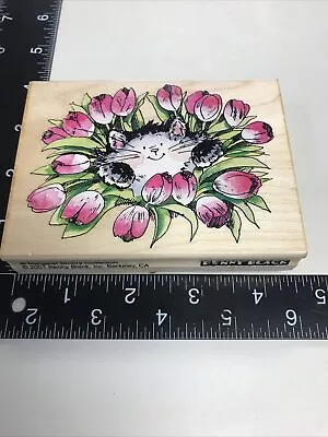 TULIP JUNGLE Penny Black Rubber Stamp 2300K Margaret Sherry Collection Kitty Cat • $13.98