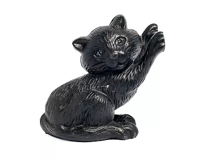 Vintage Cast Iron Black Kitty Cat Doorstop / Bookend Heavy Metal 4.6 LBS 6.5” • $69