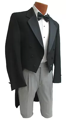 Men's Black Tuxedo Tailcoat Long Tails Wool Formal White Tie Wedding Mason 41S • $59.98