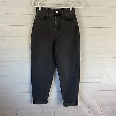 Divided By H&M Loose Mom Jeans Sz 2 Faded Black Stretch High Rise 24x29 New • $18