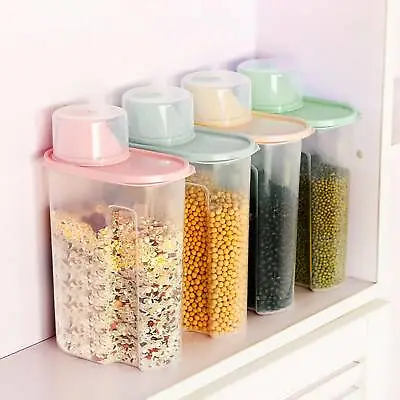 4 Pcs Airtight Cereal Containers Dispenser Food Storage Dry Food Kitchen 1.9L • £10.29