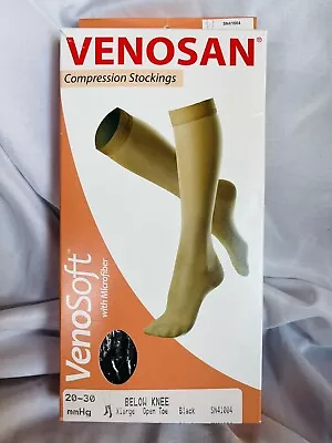 Venosan Womens XL Black Open Toe Below Knee Compression Stockings 20-30mmHG • $15.95