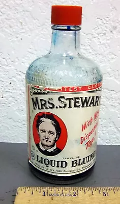 Vintage Bottle Mrs Stewarts Liquid Bluing Great Graphics & Colors Some Left • $14.99