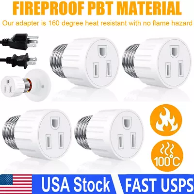 4Pcs E26/E27 To E26/E27 3 Prong Light Bulb Socket Plug Adapter Outlet Adapter • $12.06