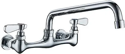 Commercial Kitchen Faucet 8  Center Chrome Wall Mounted 2 Handle Sink Mixer Tap • $42.29