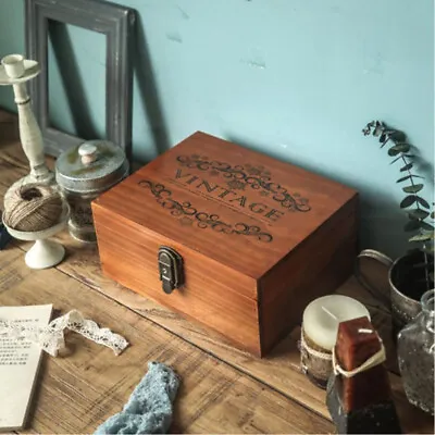 £13.95 • Buy Vintage Wooden Storage Box Memory Keepsake Treasure Gift Box Lockable With Lid