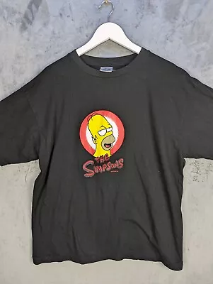 The Simpsons T Shirt XL  Black Graphic Print Homer Short Sleeve Vintage 2002 • £25.95