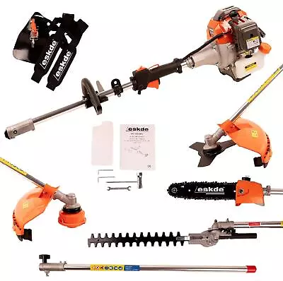 5 In 1 Garden Multi Tool 52cc Petrol Hedge Trimmer Chainsaw Strimmer Brushcutter • £169.99