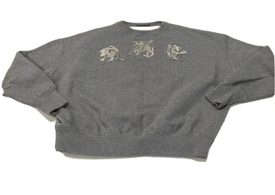 $85 • Buy ALEXANDER MCQUEEN Bejeweled Dragon SWEATSHIRT. LADIES Sz 36 Grey - Made In Italy