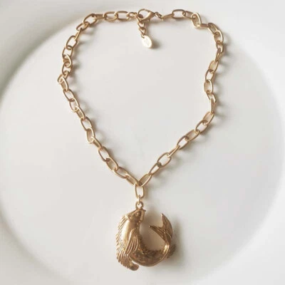 $10.59 • Buy New 16  Zara Fish Pendant Necklace Gift Vintage Women Party Holiday Jewelry