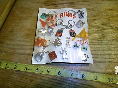 Original Vintage Display Card 5c Rings Charms Key Chains #jd409 • $25