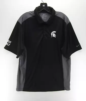 Michigan State Spartans Polo Shirt Men Large Black Nike Golf Dri-Fit Rugby • $8.40