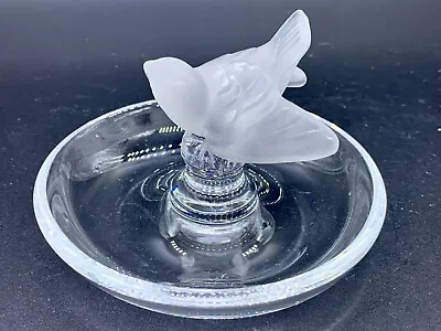 Lalique France Crystal SPARROW BIRD JEWELRY RING PIN HOLDER TRINKET DISH • $129