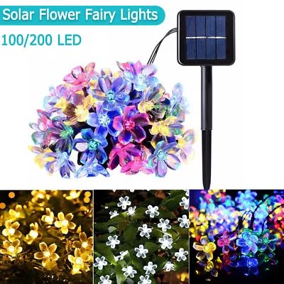 $21.59 • Buy 100/200 LED Solar Fairy Cherry Blossoms String Lights Outdoor Garden Party Decor