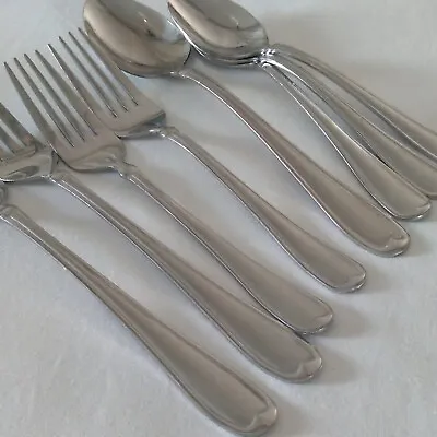 8 MSE MARTHA STEWART Stainless MFS16 Flatware Soup Spoons Salad / Dinner Forks  • $29.99