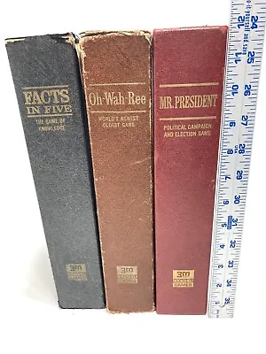 Lot Of 3 3M Bookshelf Games OH WAH REE Facts In Five Mr. President 1960s 70s • $29