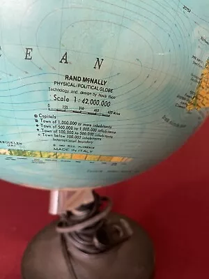 Vintage 1962 Rand McNally Light-up  Physical World Globe Lamp 36” Made In Italy • $98