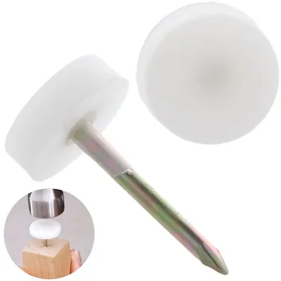 FURNITURE NAIL IN GLIDES Table Leg Foot Feet Skid Scratch Floor Protection WHITE • £3.44