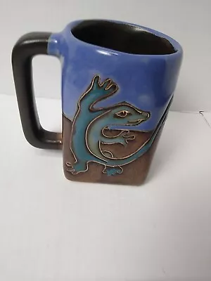 Mara Mexico Studio Art Pottery Lizard Coffee Mug Cup Square Signed • $19.80