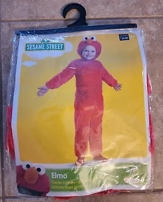  Sesame Street Elmo Costume2T Toddler Plush Red 2 Piece Furry Jumpsuit • $20
