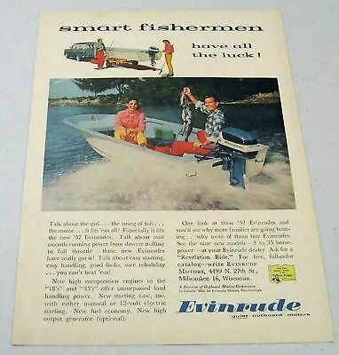 1957 Print Ad Evinrude Quiet Outboard Motors Fiber Craft Boat MilwaukeeWI • $11.60