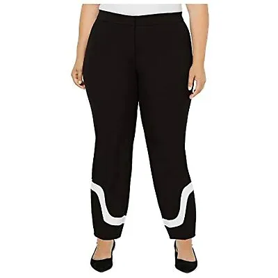 $25.50 • Buy MSRP $85 Alfani Womens Plus Ponte Colorblock Ankle Pants Black Size 22W