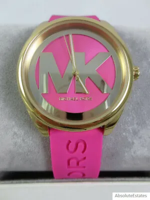 NEW Michael Kors Janelle Bright Pink & Gold Watch MK7349 NIB + Box • $138.99