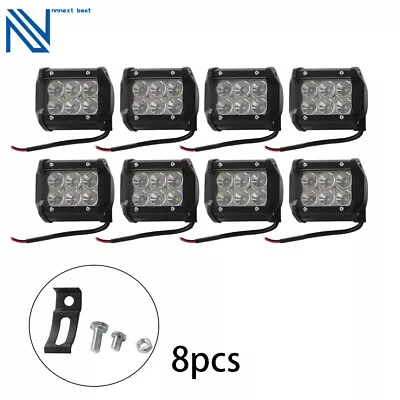 8x 4 Inch Work Lights CREE Spot Flood LED Light Bar Reverse 4WD 12V 24V • $38.48