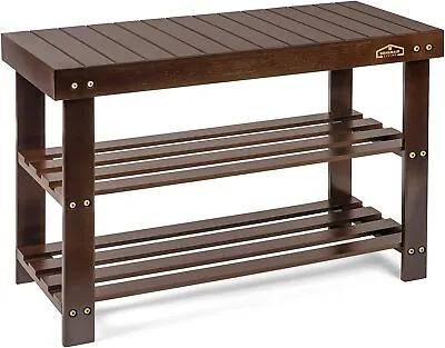  Entry Way Shoe Bench Storage Shelves Rack Seat Bed Mud Room Slat Accent Wood  • $77.95