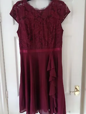 Magenta Lace Bodice Dress. Lined. Size XL. Size 16? Miusol. • £4.99