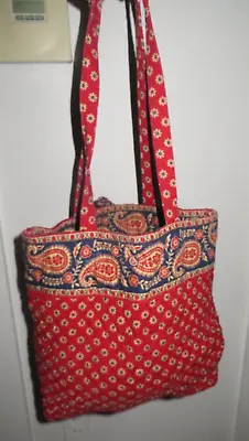 Vintage Vera Bradley Americana Quilted Paisley Tote Red Blue • $16.99