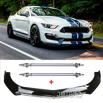 Front Bumper Lip Splitter +Strut Rods Black/White For Ford Mustang Mach-E Shelby • $89.37