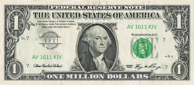 ONE MILLION DOLLAR Bill Washington God Trust Gospel 1450x Tracts KJV TfT AT COST • £0.99
