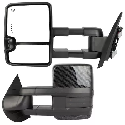 For 07-14 Chevrolet Silverado Pair Power Heated Signal Tow Mirrors Carbon Fiber • $148.99