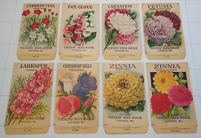 8 Vintage FLOWER SEED PACKETS (G10)-Galloway Litho Co-2 3/4 X4 3/8 -Tuckers Seed • $28