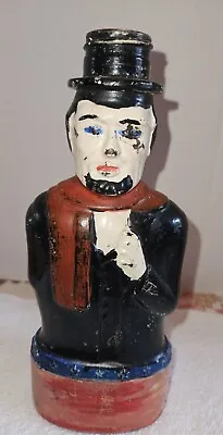 Vintage Abe Lincoln Bank Bottle Custom Painted Lincoln Foods Lawrence Mass • $15