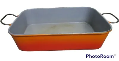 Rare Vintage Descoware Flame Orange Roasting Pan Casserole Le Creuset • $134.99