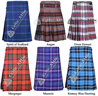 Men's Scottish 8 Yard Tartan Kilt 16 Oz - Highlander Formal Kilt Size 28  To 50  • $49