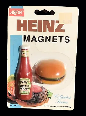 Heinz Ketchup Bottle Cheeseburger Magnets Refrigerator Arjon 1995 NEW • $10.88