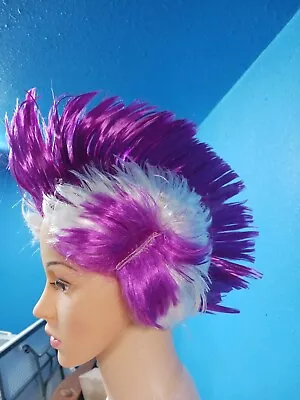 $14 • Buy Mohawk Wig -Hot Pink.and Purpleish -  Costume Accessor  Lights Up.y - One Size