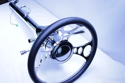 32  Street Hot Rod Chrome Tilt Steering Column Automatic Shift With 9 Hole Wheel • $317.89