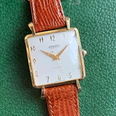 Vintage Gruen  Cioccolatone  Square Bumper Automatic 10K GF Wristwatch • $425