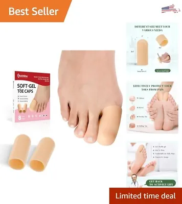 Comfortable Gel Toe Cap - Ultra Protective Toe Protector - 8 Count - Large Size • $23.72