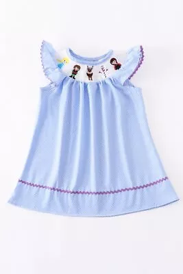 Boutique Princess Elsa Ana Olaf Embroidered Smocked Dress • $17.99