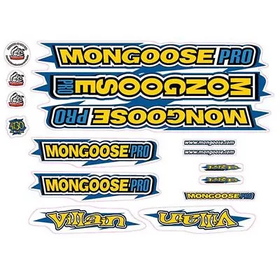 Mongoose - 2000 Villain - For Chrome Frame - Decal Set - Old School Bmx • $88