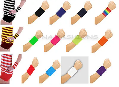 2x Wrist Bands Neon Uv Colour Hen Party Fancy Dress Accees Sweatbands Wristband • £3.49